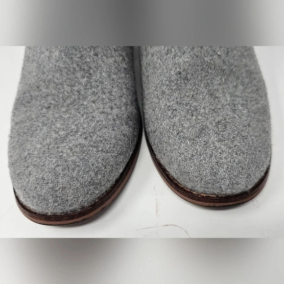Tom’s Leila Back Zip Felt Wool Ankle Boots Booties Stacked Heel Gray Size 6.5 - Picture 4 of 10